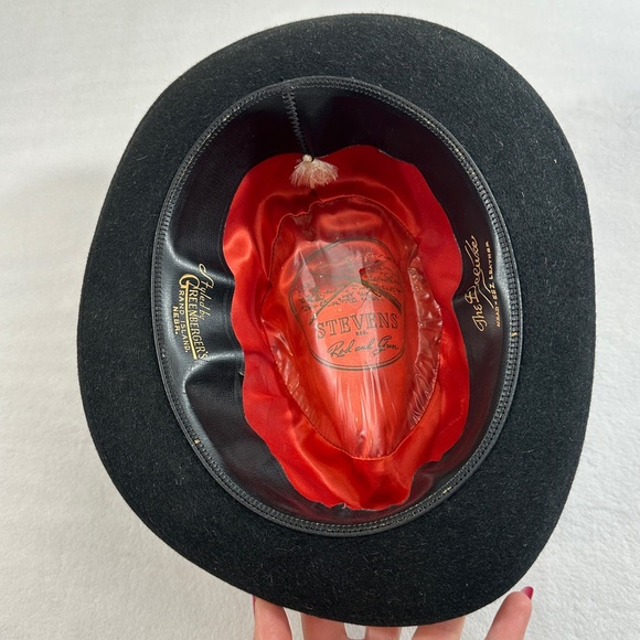 Vintage Steven’s Fedora black fur antique short brim hat formal - Picture 5 of 13
